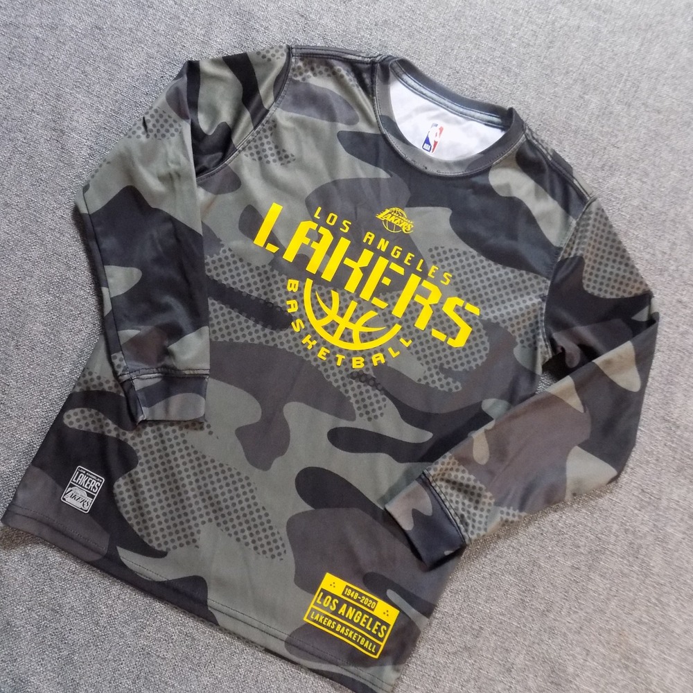 NBA Los Angeles Lakers Shirt Boys M 10-12 Camo Long Sleeve Excellent 1948-2020